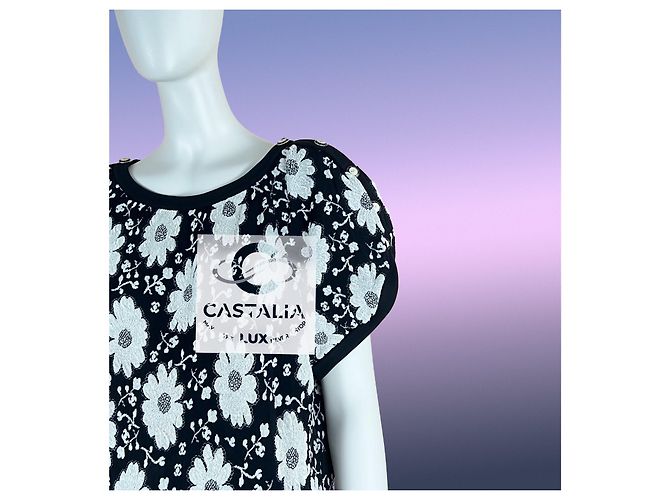 Chanel Vestido Camelia Logo CC Monocromático 34 FR - vista 10