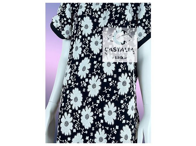 Chanel Vestido Camelia Logo CC Monocromático 34 FR - vista 13