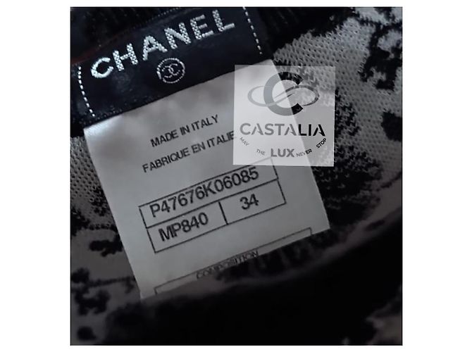 Chanel Vestido Camelia Logo CC Monocromático 34 FR - vista 15