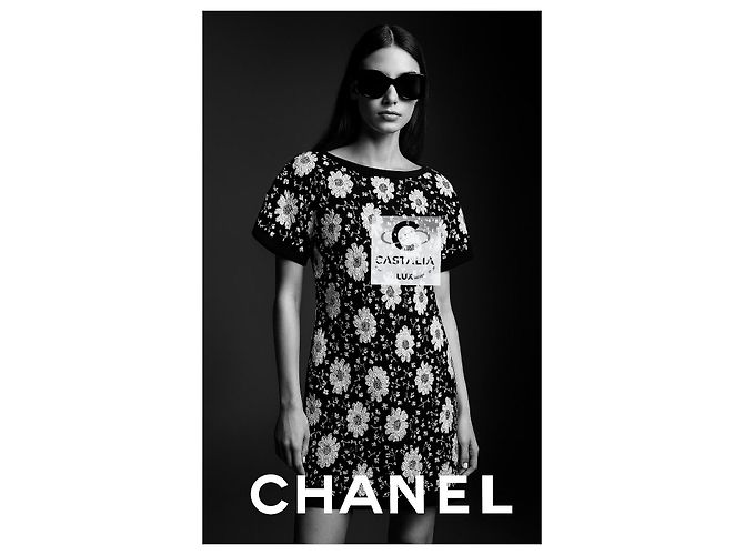 Chanel Vestido Camelia Logo CC Monocromático 34 FR - vista 6