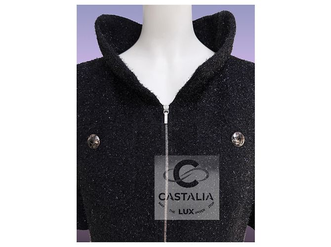 Chanel Futuristisches schwarzes schimmerndes Tweed-Jackenkleid 36 FR - Ansicht 15