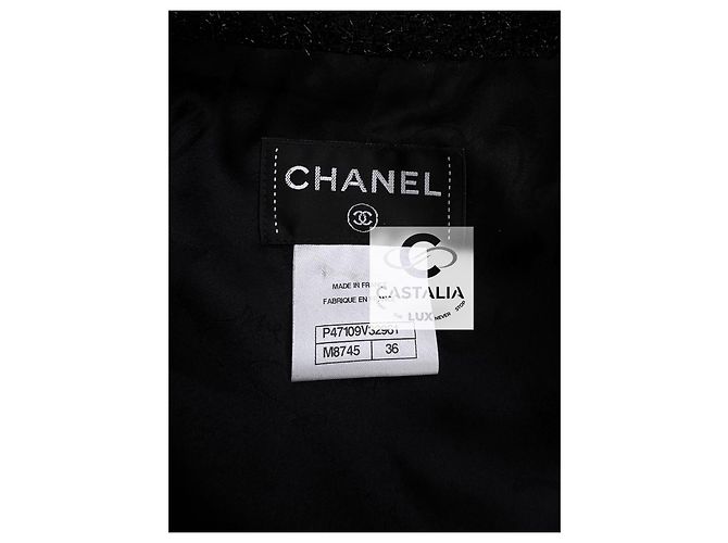 Chanel Futuristisches schwarzes schimmerndes Tweed-Jackenkleid 36 FR - Ansicht 17