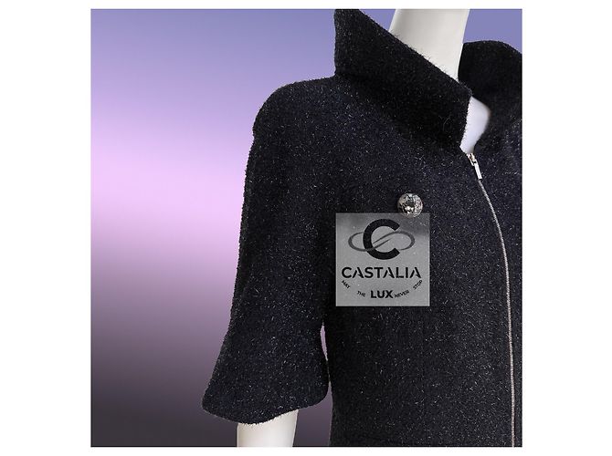 Chanel Futuristisches schwarzes schimmerndes Tweed-Jackenkleid 36 FR - Ansicht 6