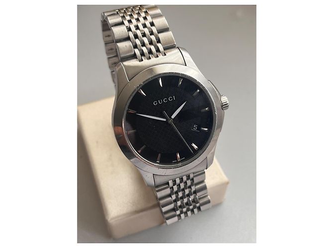 Relógio Gucci 126 de aço com mostrador preto Prata - vista 3