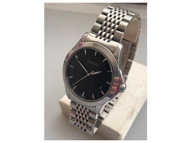 Relógio Gucci 126 de aço com mostrador preto Prata - vista 4
