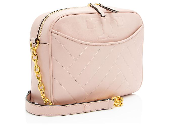 Borsa a tracolla in pelle Chevron Alexa Stitch di Tory Burch Rosa - vista 2