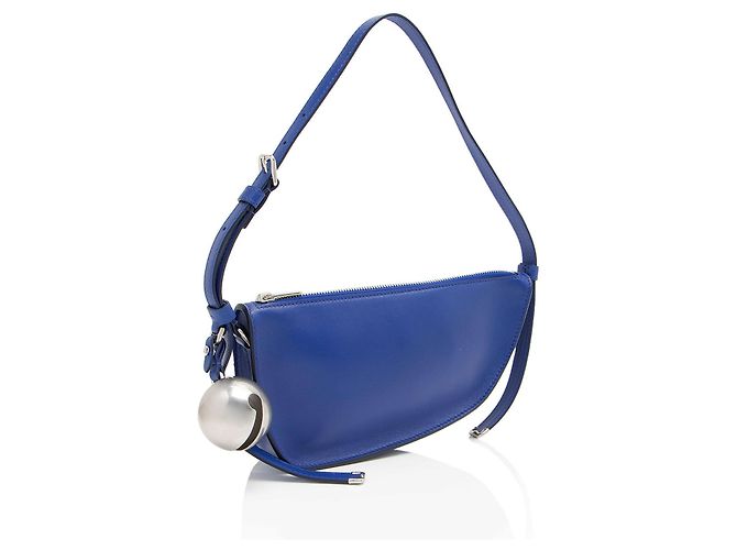 Borsa a spalla mini in pelle Burberry Shield Blu - vista 2