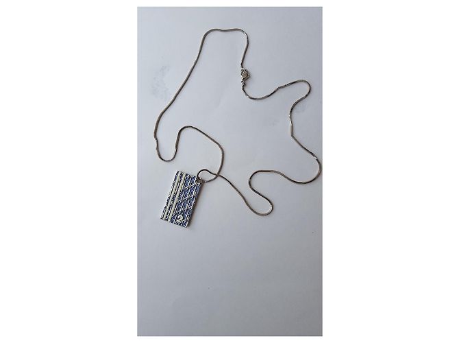 Collana Dior Pendente Rettangolare Blu e Argento - vista 3