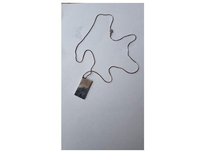 Collana Dior Pendente Rettangolare Blu e Argento - vista 4