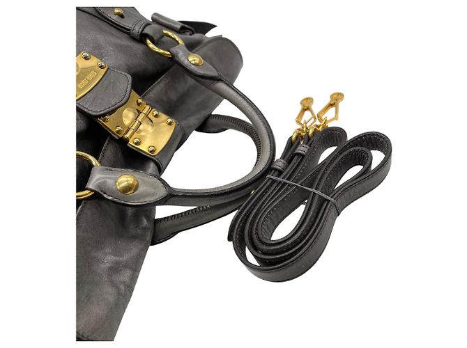 Bolsa de couro cinza Miu Miu - vista 14