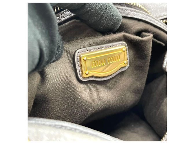Bolsa de couro cinza Miu Miu - vista 17
