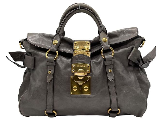 Bolsa de couro cinza Miu Miu - vista 2