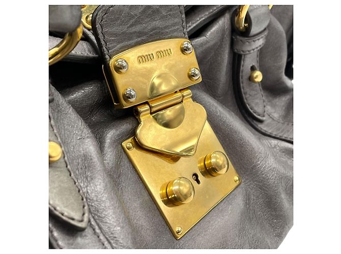 Bolsa de couro cinza Miu Miu - vista 21