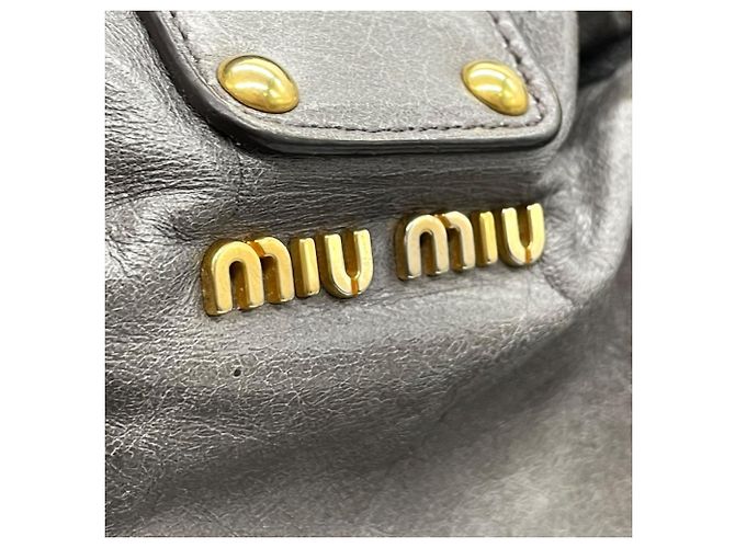 Bolsa de couro cinza Miu Miu - vista 22