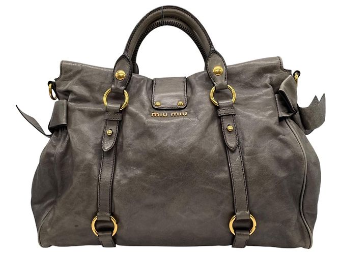 Bolsa de couro cinza Miu Miu - vista 3