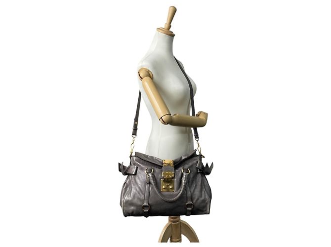 Bolsa de couro cinza Miu Miu - vista 4