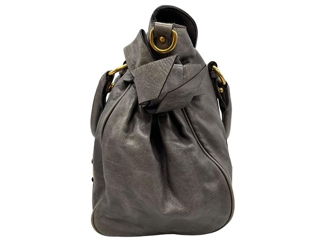 Bolsa de couro cinza Miu Miu - vista 7