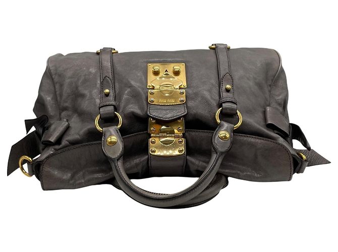 Bolsa de couro cinza Miu Miu - vista 8
