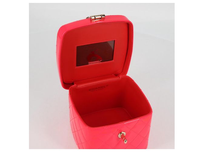 Vanity CHANEL Pochette Matelassé Smalto Rosa Oro CC Auth 123518M D'oro - vista 16