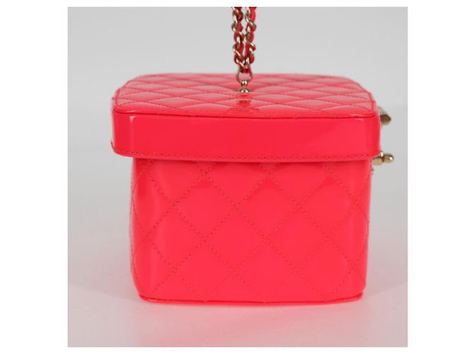 Vanity CHANEL Pochette Matelassé Smalto Rosa Oro CC Auth 123518M D'oro - vista 5