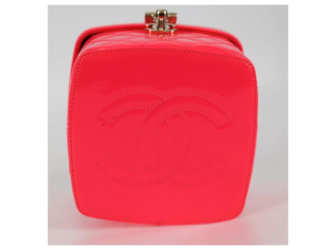Vanity CHANEL Pochette Matelassé Smalto Rosa Oro CC Auth 123518M D'oro - vista 9