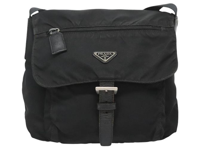 Borsa a spalla PRADA in nylon nero argento autentica bs26590 - vista 2