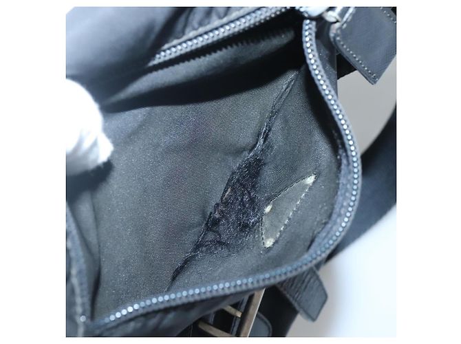 Borsa a spalla PRADA in nylon nero argento autentica bs26590 - vista 23