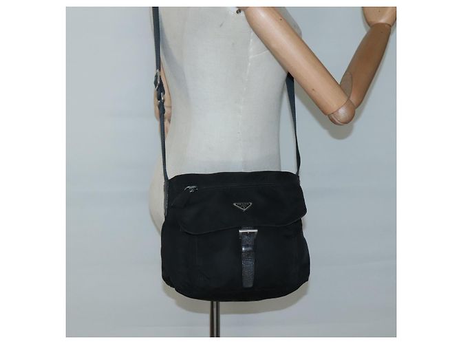 Borsa a spalla PRADA in nylon nero argento autentica bs26590 - vista 25