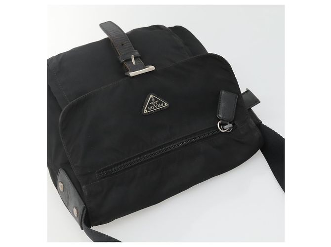Borsa a spalla PRADA in nylon nero argento autentica bs26590 - vista 6