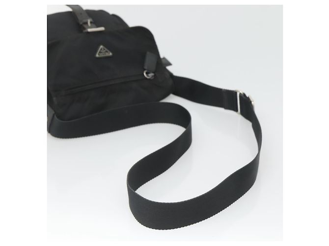 Borsa a spalla PRADA in nylon nero argento autentica bs26590 - vista 7