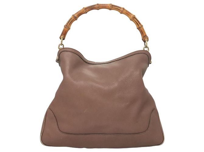 Borsa a mano in pelle GUCCI Bamboo 2 vie Rosa Oro 282345 Auth ep9020 - vista 2