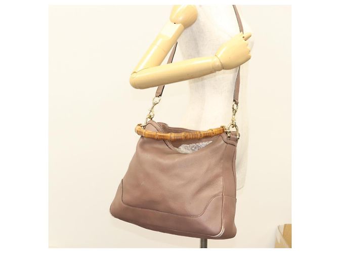 Borsa a mano in pelle GUCCI Bamboo 2 vie Rosa Oro 282345 Auth ep9020 - vista 22