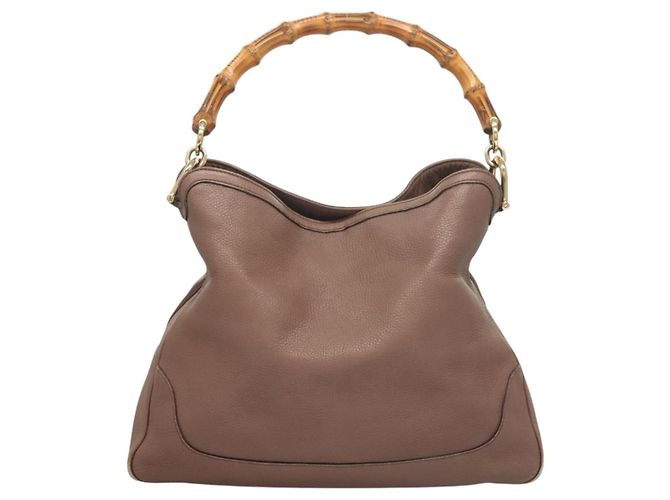 Borsa a mano in pelle GUCCI Bamboo 2 vie Rosa Oro 282345 Auth ep9020 - vista 3