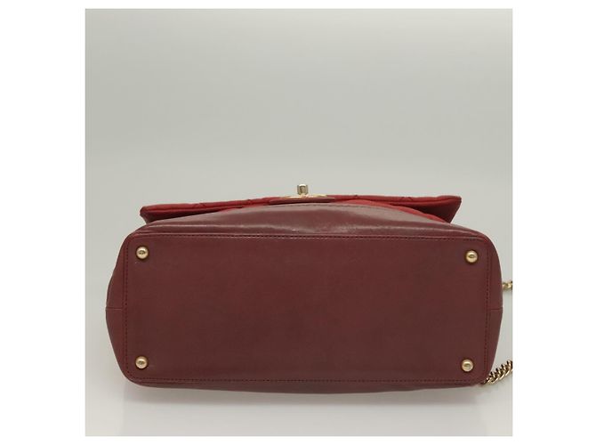 CHANEL Borsa a Spalla Matelassé Catena Pelle Caviar Rossa CC Auth 127257 Rosso - vista 11