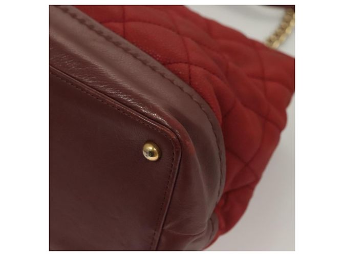 CHANEL Borsa a Spalla Matelassé Catena Pelle Caviar Rossa CC Auth 127257 Rosso - vista 15