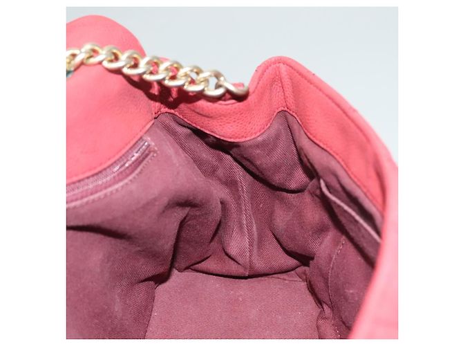 CHANEL Borsa a Spalla Matelassé Catena Pelle Caviar Rossa CC Auth 127257 Rosso - vista 19