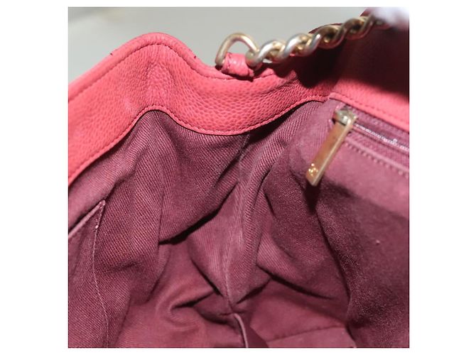 CHANEL Borsa a Spalla Matelassé Catena Pelle Caviar Rossa CC Auth 127257 Rosso - vista 20