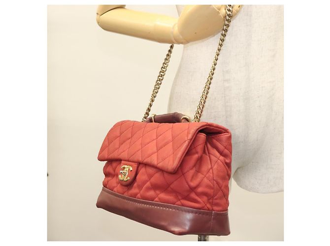 CHANEL Borsa a Spalla Matelassé Catena Pelle Caviar Rossa CC Auth 127257 Rosso - vista 23