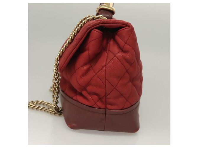 CHANEL Borsa a Spalla Matelassé Catena Pelle Caviar Rossa CC Auth 127257 Rosso - vista 4