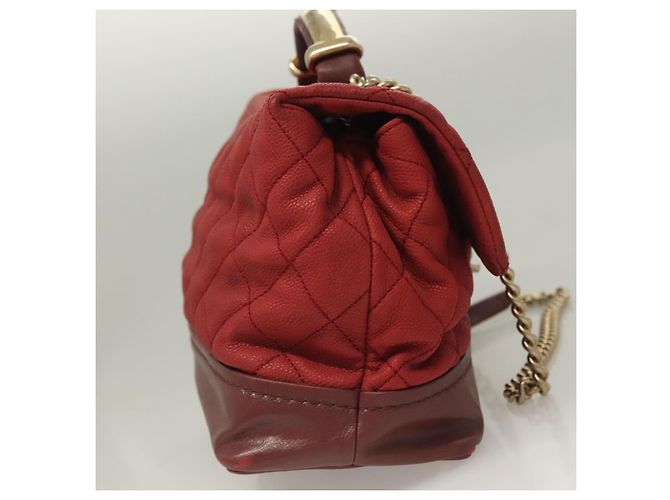 CHANEL Borsa a Spalla Matelassé Catena Pelle Caviar Rossa CC Auth 127257 Rosso - vista 5