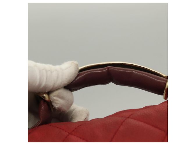 CHANEL Borsa a Spalla Matelassé Catena Pelle Caviar Rossa CC Auth 127257 Rosso - vista 8