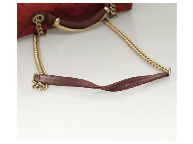 CHANEL Borsa a Spalla Matelassé Catena Pelle Caviar Rossa CC Auth 127257 Rosso - vista 9