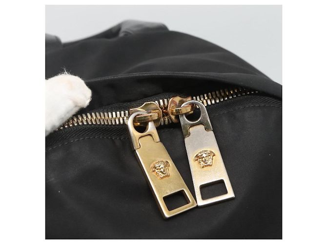 Borsa a spalla Medusa VERSACE in nylon pelle nera oro Auth bs26702 Nero D'oro - vista 10