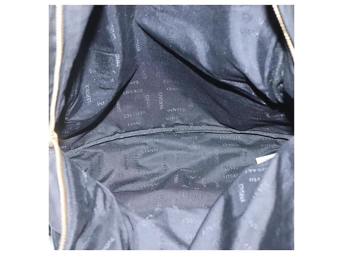 Borsa a spalla Medusa VERSACE in nylon pelle nera oro Auth bs26702 Nero D'oro - vista 11