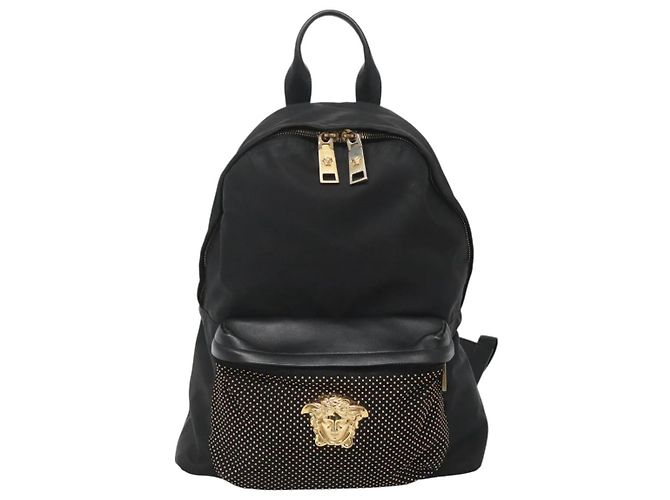 Borsa a spalla Medusa VERSACE in nylon pelle nera oro Auth bs26702 Nero D'oro - vista 13