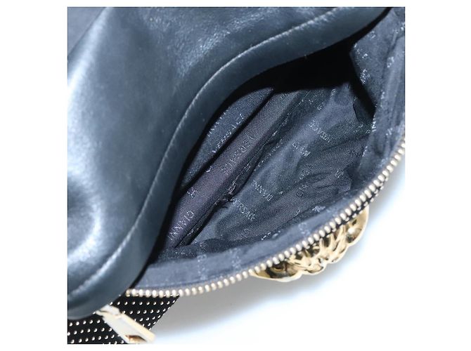 Borsa a spalla Medusa VERSACE in nylon pelle nera oro Auth bs26702 Nero D'oro - vista 23