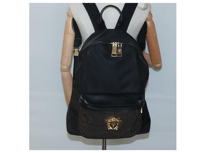 Borsa a spalla Medusa VERSACE in nylon pelle nera oro Auth bs26702 Nero D'oro - vista 24