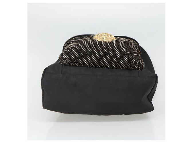 Borsa a spalla Medusa VERSACE in nylon pelle nera oro Auth bs26702 Nero D'oro - vista 5