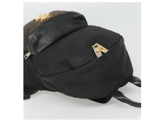 Borsa a spalla Medusa VERSACE in nylon pelle nera oro Auth bs26702 Nero D'oro - vista 6
