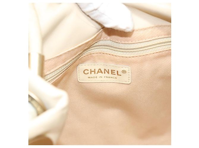 CHANEL Borsa Tote Camelia Pelle Beige CC Auth 128453 - vista 16